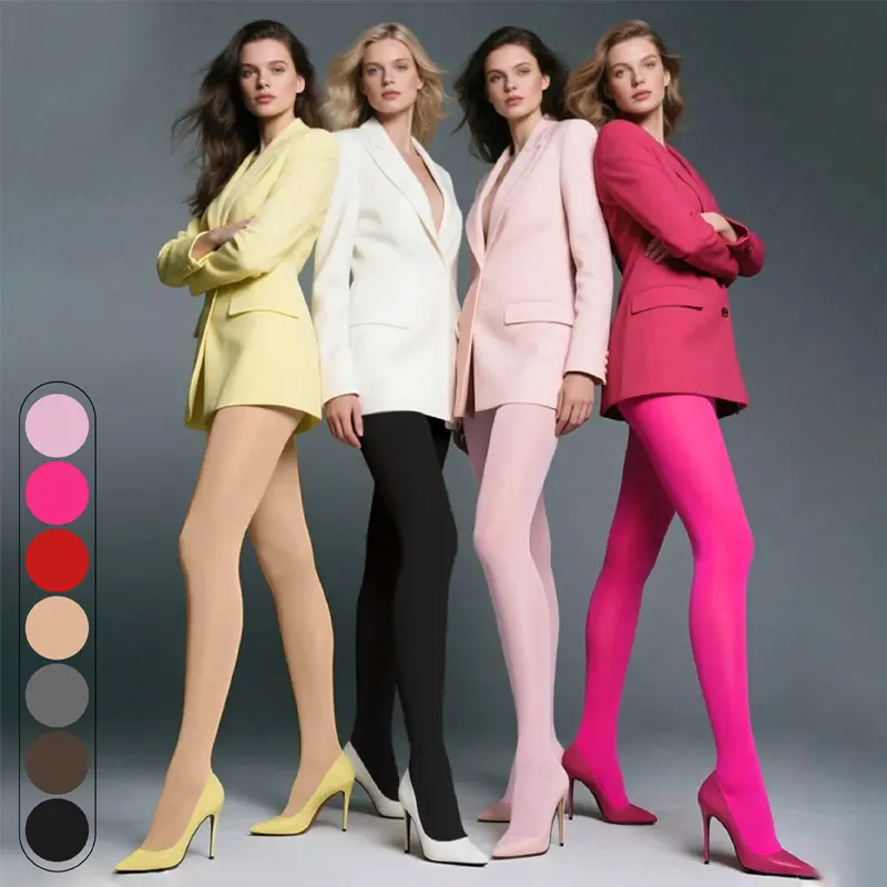Women's Basic Solid Color Pantyhose, Soft High-Elasticity Tummy-Control Tights for Fall and Winter Casual Wear