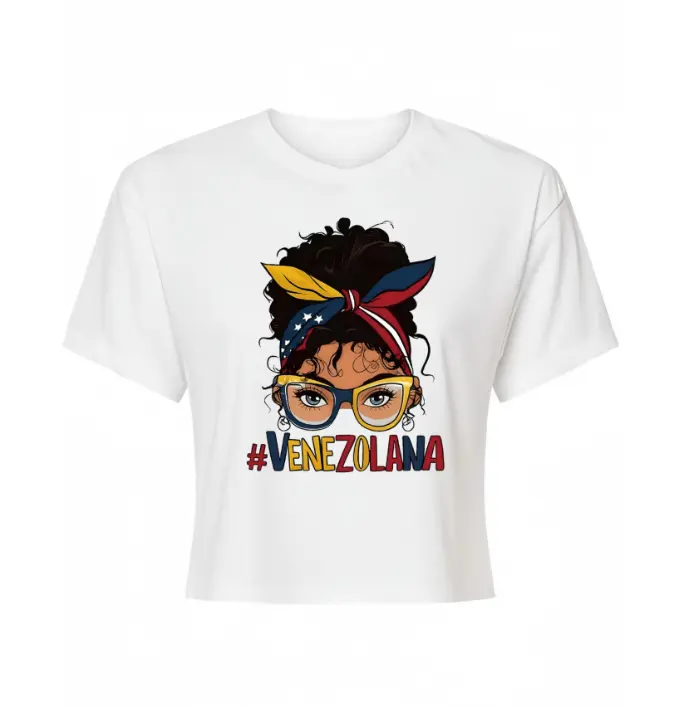 Women's Venezuelan Print Short Sleeve Crop T-Shirt - 1pc Everyday Cloud Seamless Stretchy Top, Vintage Hong Kong-Style, Fashionable Casual, Comfortable Fabric, Youthful Vitality, Party Streetwear