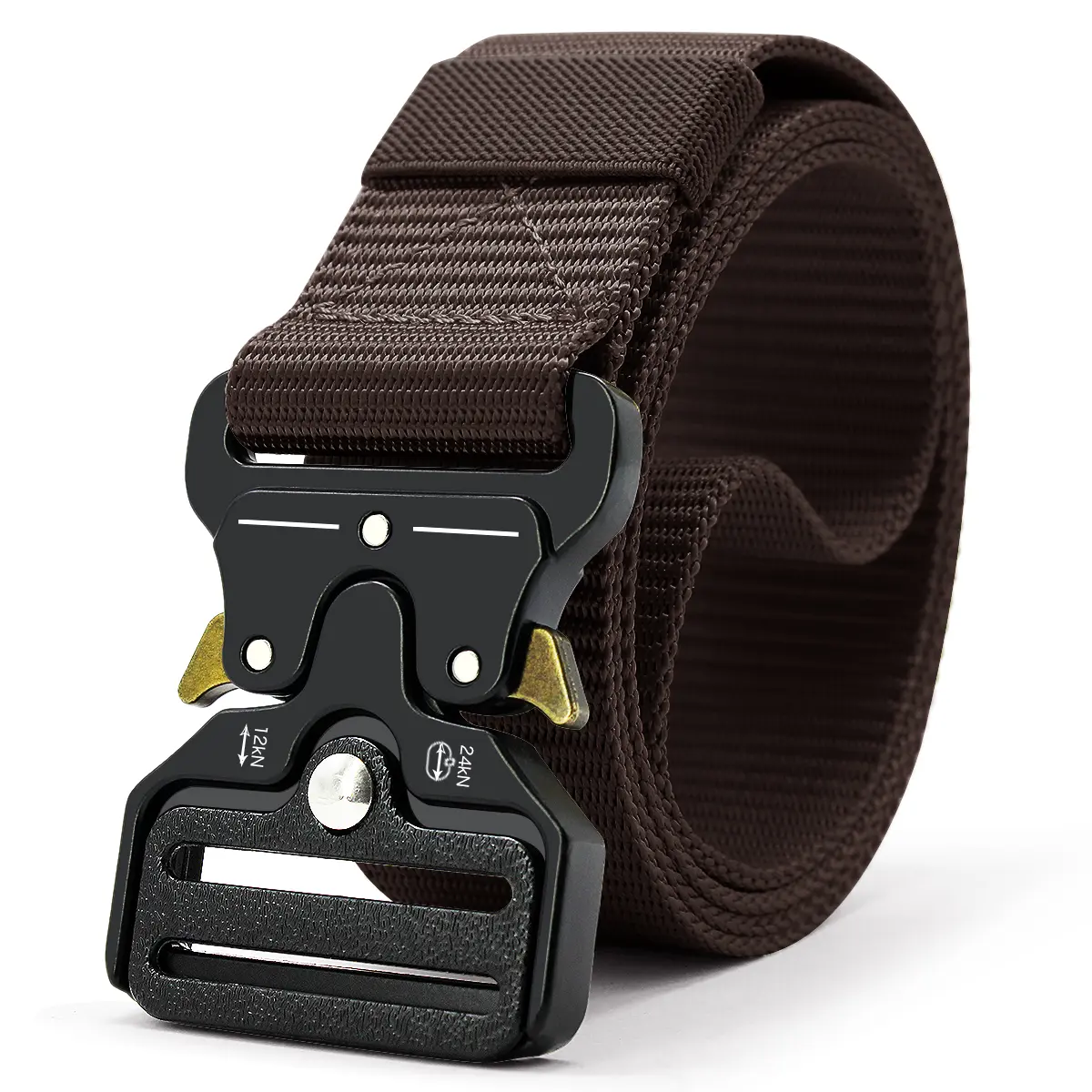 Men’s military style quick release nylon belt | rugged brown tactical webbing belt perfect for work, outdoor activities and everyday carry