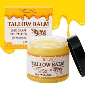 Whipped Tallow & Honey Balm – 100% Grass-Fed Beef Tallow Moisturizer for Face & Body, Organic Nourishing Balm for Dry, Cracked, Sensitive Skin – Natural Skincare with Olive Oil, Beeswax, Honey & Vitamin E – 2 OZ – Deep Hydration & Glow
