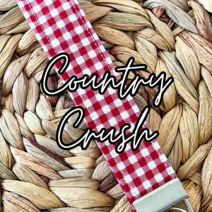 Country music Crush – Red Gingham Wristlet Keychain | Handmade Fabric Key Fob | Farmhouse Style Keychain for Women | Gift for Her