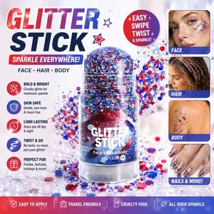 4th of July Red White Blue Glitter Stick, Upgraded Sparkling USA Flag Body Glitter, Face and Hair Outfits for Women, Fourth of July Accessories for Independence Day and Memorial Day