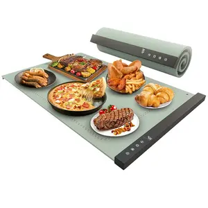 Silicone Electric Food Tray, Foldable Food Warmer, Adjustable Temperature & Timer Hot Plates, Fast Heating Rolling Hot Plate for Party Buffet