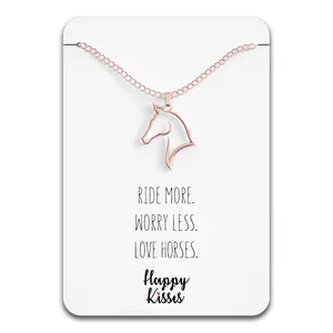 Horse Necklace - “Ride More. Worry Less. Love Horses.” Message Gift Card