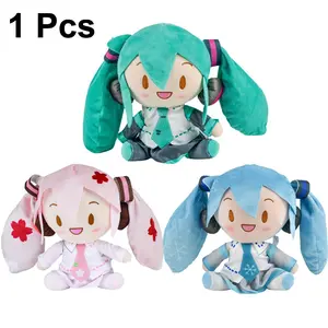 Hatsune Miku Doll with Bow, Plush Anime Figure, Birthday Gift, Snow Cherry Blossom Theme, Soft and Cuddly Toy for Fans