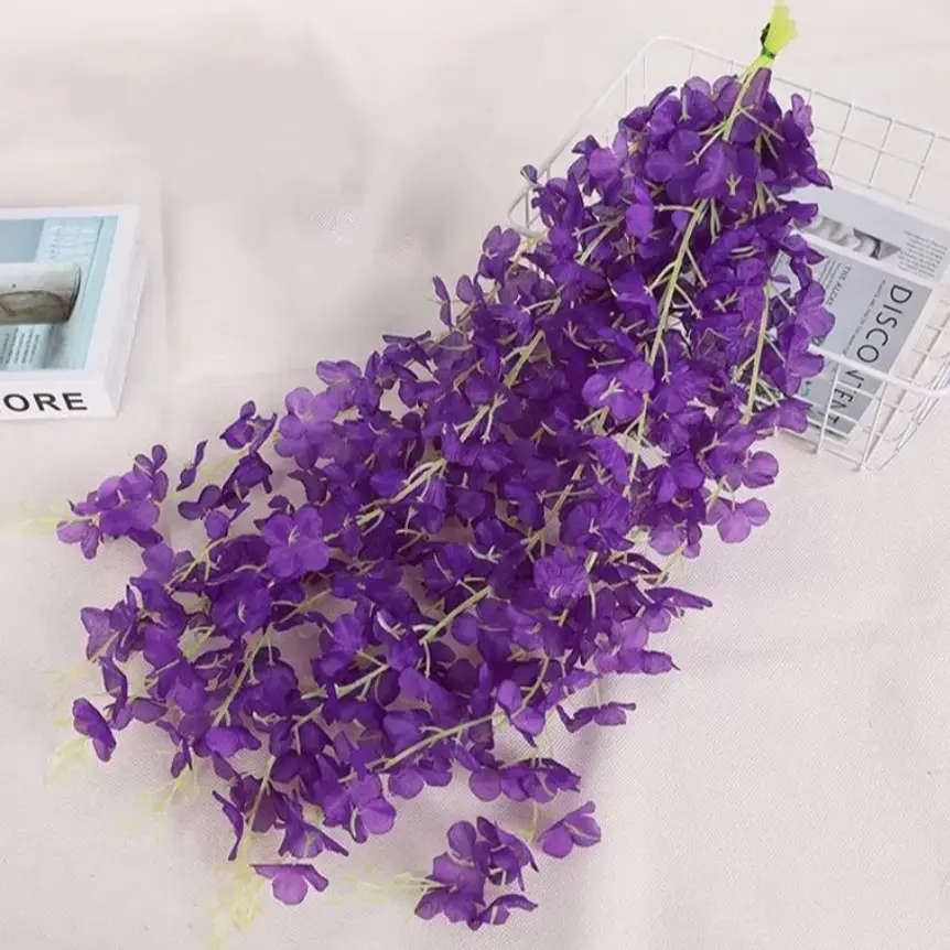 60pcs/set Artificial Wisteria Hanging Decorations, Synthetic Vines for Ceiling Covering, Home Events, Weddings, Festivals, Artificial Flower Plant, Fake Hanging Plant, Artificial Plants