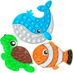 001-X 3 Pack Push Bubble Fidget Sensory Toys, Sensory Fidget Poppers Push Bubble Toy, Silicone Squeeze Autism Anxiety Stress Relief Popping Toys for Kids