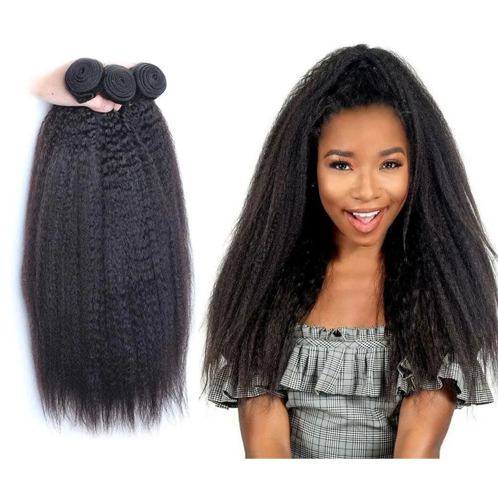Kinky Straight Virgin Human Hair Natural Black Bundles (100 grams) Kinky Straight Virgin Human Hair
