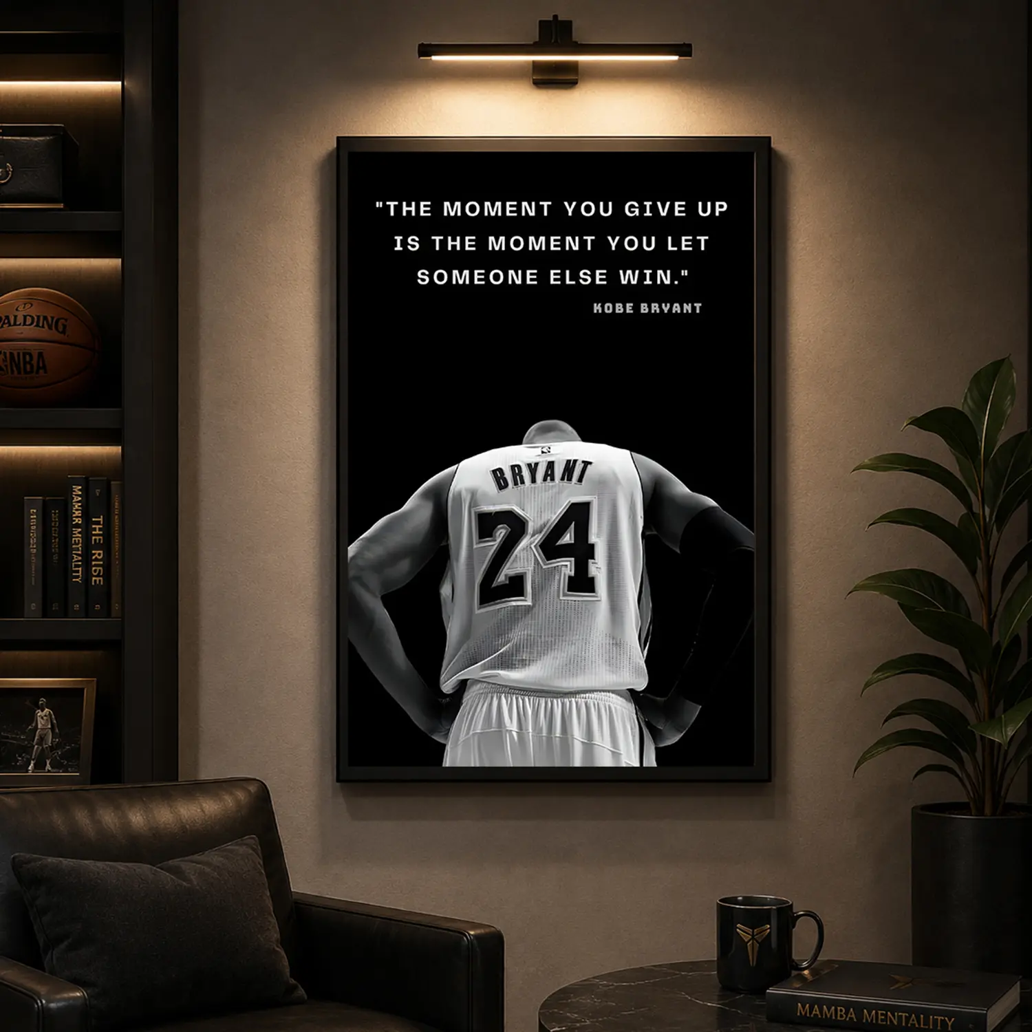 Black And White Kobe Bryant Wall Decor Poster, Inspirational Quote Athlete, Basketball Motivational Decor Poster, Success Art Decor For Office Dorm Living Room Gym Bedroom