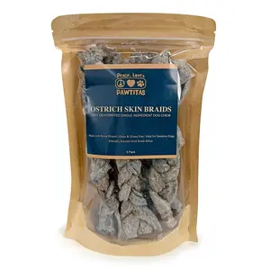 100% Natural Ostrich Skin Braids for Dogs – Long-Lasting Rawhide-Free Single-Ingredient Chew
