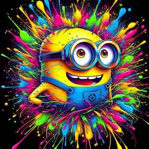 1pcs 5D DIY handmade diamond painting set, 5D diamond art set, DIY decoration, Minions, splatter, colorful diamond painting set full round drill DIY, mosaic, diamond art, DIY art home decoration, suitable for Halloween and Christmas.