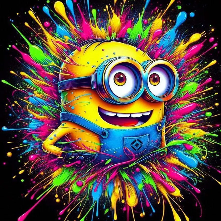 1pcs 5D DIY handmade diamond painting set, 5D diamond art set, DIY decoration, Minions, splatter, colorful diamond painting set full round drill DIY, mosaic, diamond art, DIY art home decoration, suitable for Halloween and Christmas, Handmade Gifts