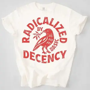 ✊💪[Graphic Tee][100%cotton]Vintage Radicalized by Basic Decency Unisex T-shirt - Political Protest Tee for Feminist Activists, Empowerment Clothing for Social Justice Warriors, Perfect Gift for Liberal Friends, Bold Statement Apparel for Change Makers