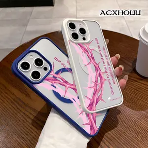 Magnetic Phone Case Supports Wireless Charging Case for iPhone 17 16 E Pro Max 15 Plus 14 13 12 11 XS XR Commit To The Lord Proverbs Art Pattern Non-Yellowing Shockproof Clear Slim Protective Softcase Transparent Acrylic Cover