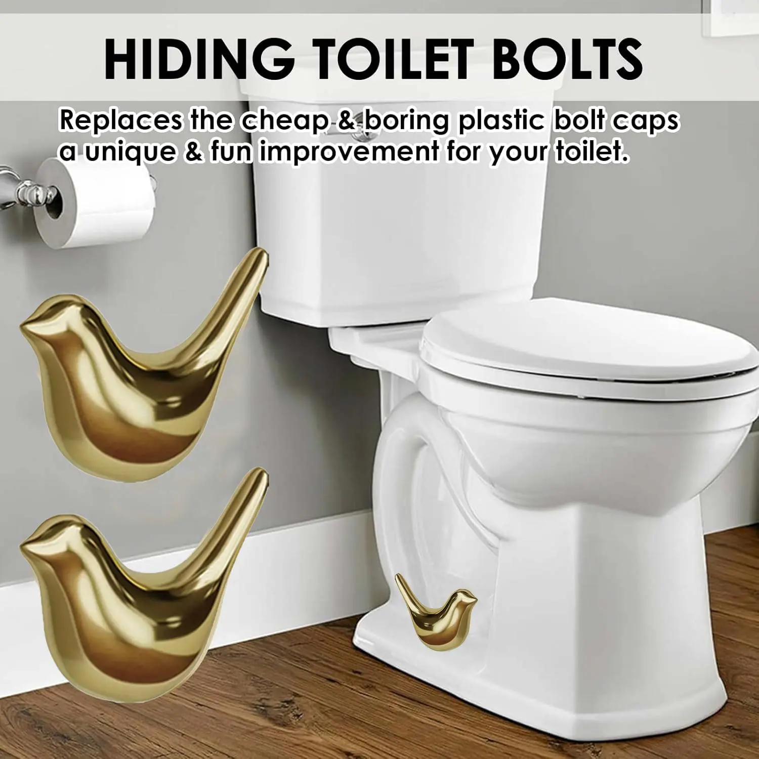 2 Pcs Ceramic Bird Toilet Floor Bolt Caps,Cute Bird Toilet Screw Caps Decorative,Toilet Bolt Figurine,Toilet Bowl Cap Covers,Decorative Bathroom Toilet Bolt Easy Installation