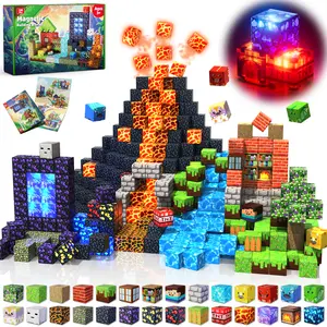 Magnetic Blocks-150PCS Magnetic Building,Light Up Magnet Cubes, Portal Dinosaur Red BrickSTEM Montessori Sensory Toys for Kids Boys Girls Ages 3+ Christmas Birthday