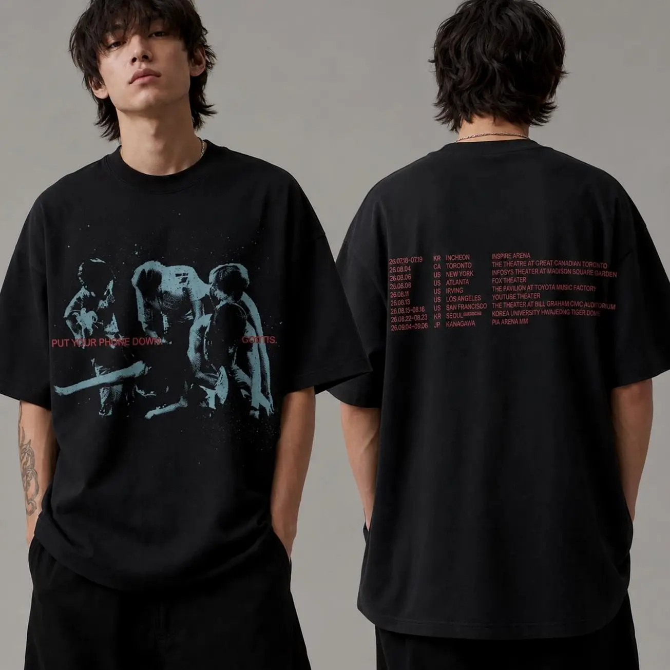 CORTIS Korean Boy Band T Shirt, Kpop Concert Graphic Tee, Vintage Black Double Sided Shirt, Unisex Idol Fan Streetwear Gift