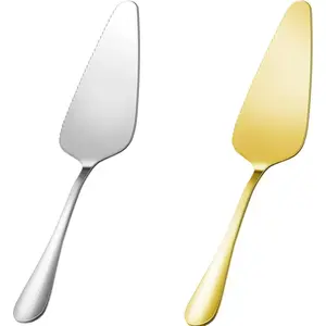2-Pack Stainless Steel Cake Pie Server Spatula Pizza Pastry Cake Slicer Server Set Serrated Edge Cake Cutter for Kitchen Restaurants Wedding Birthdays Parties Silver & Gold