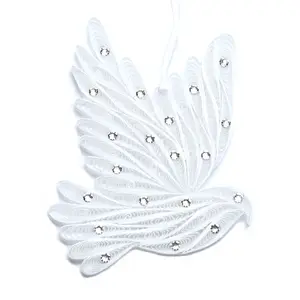 Dove (White, with Genuine Austria Crystals), Handmade Quilling Paper Ornament