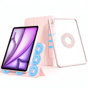 Clear Case for iPad Air 8th M4 2026 11 inch & iPad A16 11th/10th, Compatible with iPad Pro M5 2025 & iPad Mini with Pencil Holder (Support Pen Charging), Detachable Magnetic Transparent Hard PC Back, Auto Wake/Sleep, Trifold & Y Stand