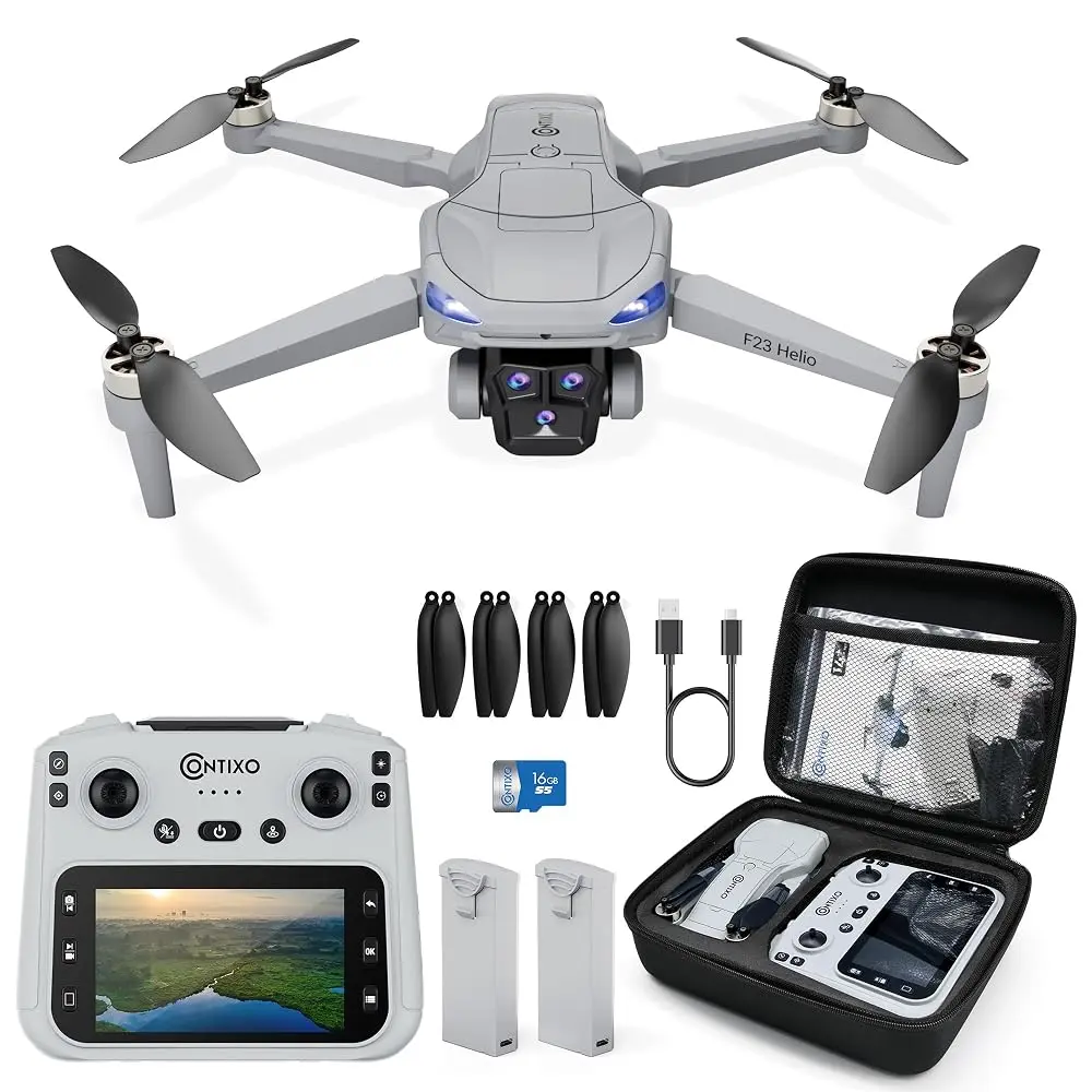 Contixo F23 GPS Foldable Drone With Camera for Teens & Adults, 46-Min Flight, 4.5" Screen, 5GHz FPV, Follow Me, Waypoints, Orbit Mode