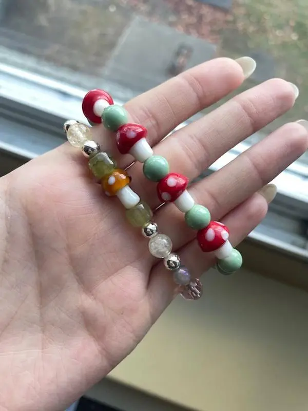 Beaded Mushroom Bracelet - (1)