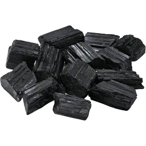 Black Tourmaline Crystals Rough Stone in Bulk, 1/2lb Regular Pieces Turmalina Negra Piedra Originales, Large Black Tourmaline Crystal Healing Stones for Protection