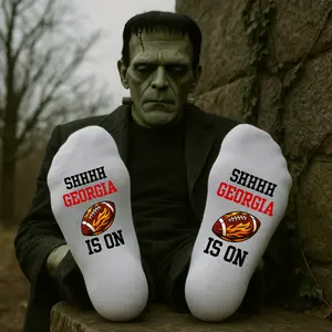 Georgia, Taylored Family Game Day Socks SHHHH The Game Is On Football Fan Edition 100% Polyester Moisture Wicking Sports Socks One Size Fits Most Adult L Georgia
