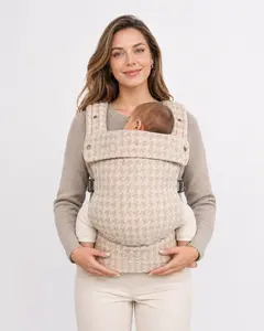 LUJIFO Adjustable Ergonomic Houndstooth Baby Carrier, Hands-Free Back Support, Premium Cotton Linen, Newborn Sling Carrier for Travel