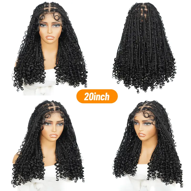 SuperNova 20-Inch Full Lace Bohemian Box Braided Wigs – Premium Synthetic Fiber Elegance #Halloween #TikTokShopStockUp #DealsForYouDays Boho Black Braided Wig