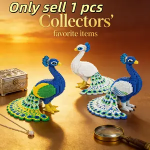 Multicolor Peacock Animal 3D Puzzle Building Blocks, Home Office Decor, Party Decoration, Ideal Gift for Thanksgiving Christmas Halloween Easter
