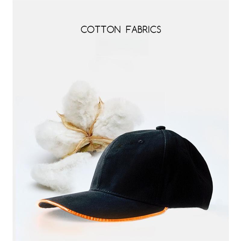 LED Luminous Hat Casual Sun Hat Fiber Optic Luminous Gift in Black and White Colors with Blue LED Strip for Added Visibility
