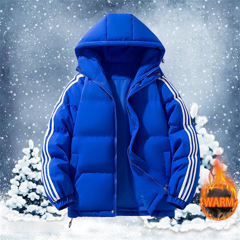Casual Padded Jacket Men Winter Thick Warm Hooded Coats Zipper Fashion Menswear for Cold Weather polyester fiber Padding Trendy Style