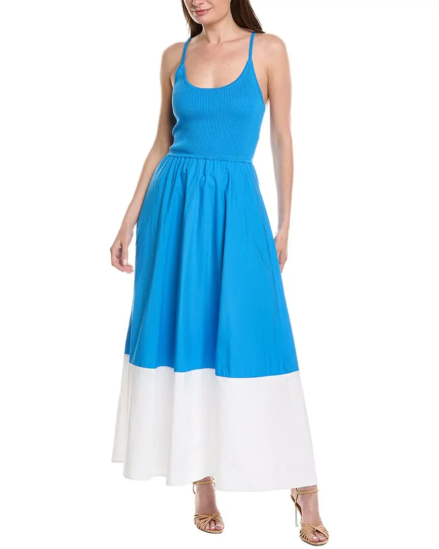 Milly Cami Knit Poplin Blocked Maxi Dress