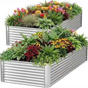 [FLASH SALE] Garvee 2 Pack Tall 6 x 3 Ft Galvanized Steel Raised Garden Bed, Outdoor Above Ground Planter Box for Vegetables and Flowers, Metal Raised Bed for Gardening