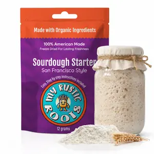 My Rustic Roots - San Francisco Style Sourdough Starter - Organic Non-GMO Freeze Dried Sourdough Starter for Sourdough Bread Baking Beginner Friendly Very Robust and Active Bake Within 5 Days- Flavor