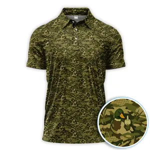 Wild Mallard Duck Camo Pattern Men's Golf Polo Shirt for Tennis, Outdoors, Hunting Season Gifts