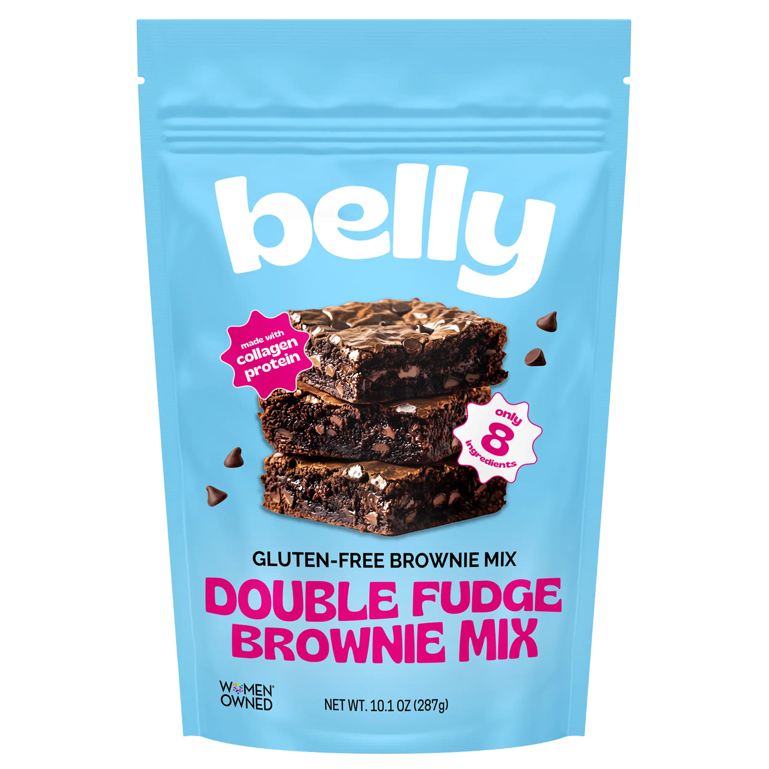 Belly Double Fudge Brownie Baking Mix l Bloat-Free Formula l Enhanced With Collagen l Gluten/Grain Free l High Protein & Low Sugar l Non-GMO Powder Natural