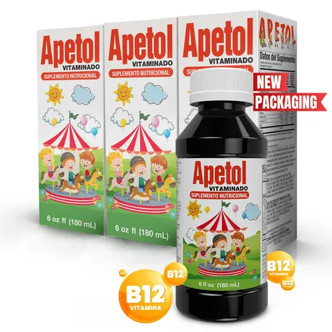 APETOL Suplemento Liquido para el Apetito con Zinc, Lisina y Vitaminas B | Appetite Support for Kids & Adults, 3 Frascos de 6 Fl Oz