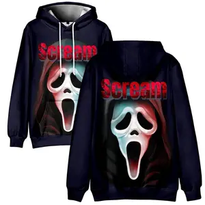 Ghostface Dark Aesthetic Hoodie, Horror Movie Graphic Sweatshirt, Unisex Streetwear Pullover For Slasher Fans