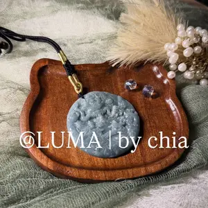 LUMA | by chia Blue Water Imperial Sky Dragon Round Pendant - Necklace - For Everyday Wear