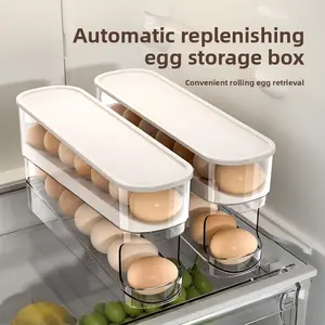 Automatic Rolling Egg Dispenser Organizer for Refrigerator, 4-Tier Space-Saving Egg Holder Tray, Holds 28 Eggs, Durable Plastic Egg Storage Rack for Fridge, Counter, Kitchen Cabinetdern Kitchen Accessory | Durable Plastic Material