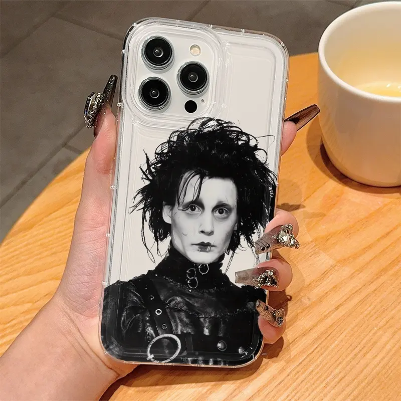 Transparent Edward Scissorhands Tpu Anti-Drop Phone Case, Compatible with Apple & Samsung Models, Perfect Gift for Women & Girls