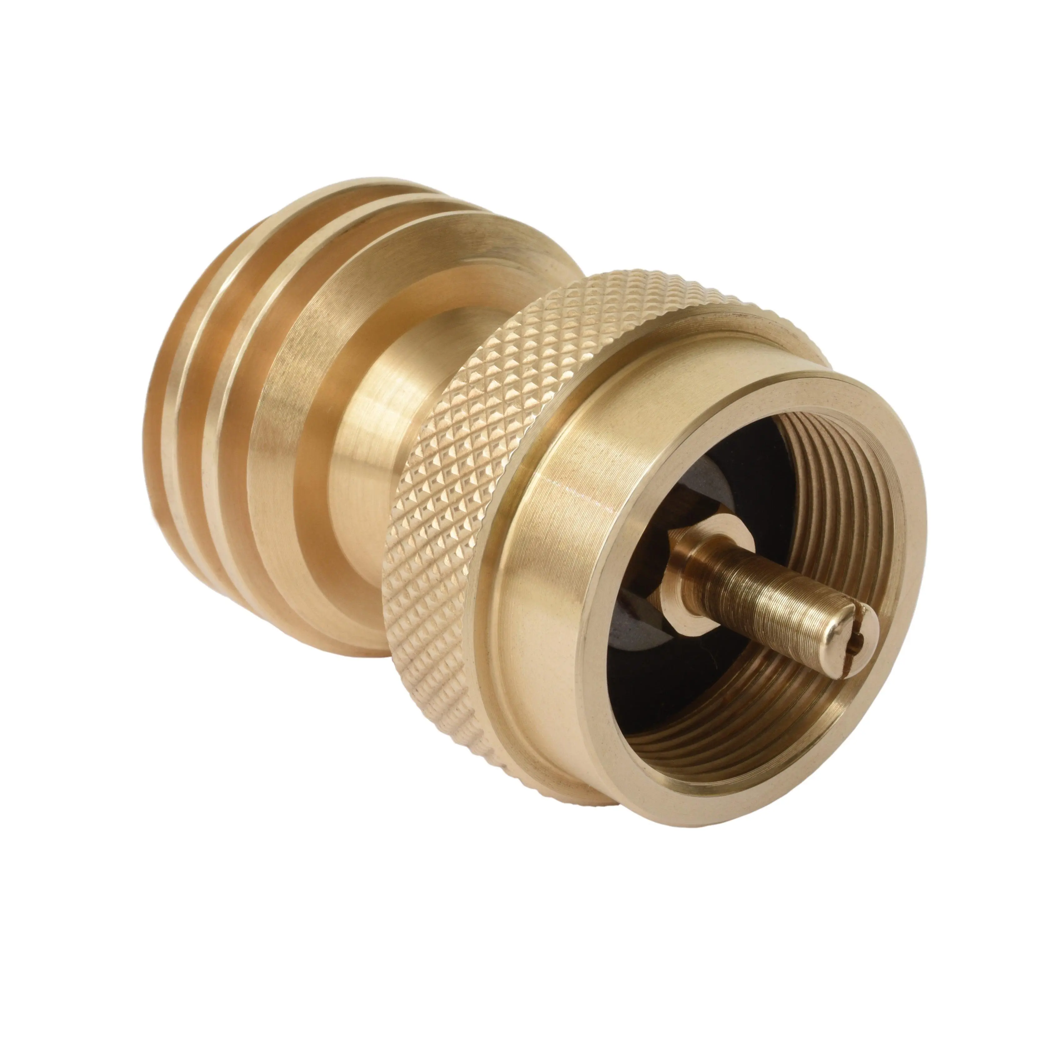 Flame King 20LB to 1LB Propane Adapter – Solid Brass Converter, QCC1/Type 1 & POL Compatible, Hook Up Small Propane Cylinders when 20LB Tank Rans Out, for Grills, Heaters & Camping Appliances