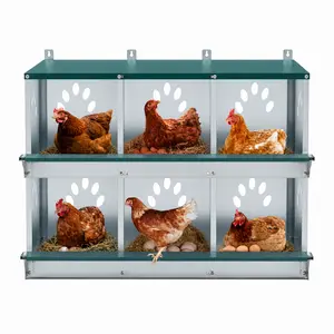 6-Room Metal Chicken Nesting Box for Backyard Hens, Large-Capacity Durable Metal Poultry Coop Accessory