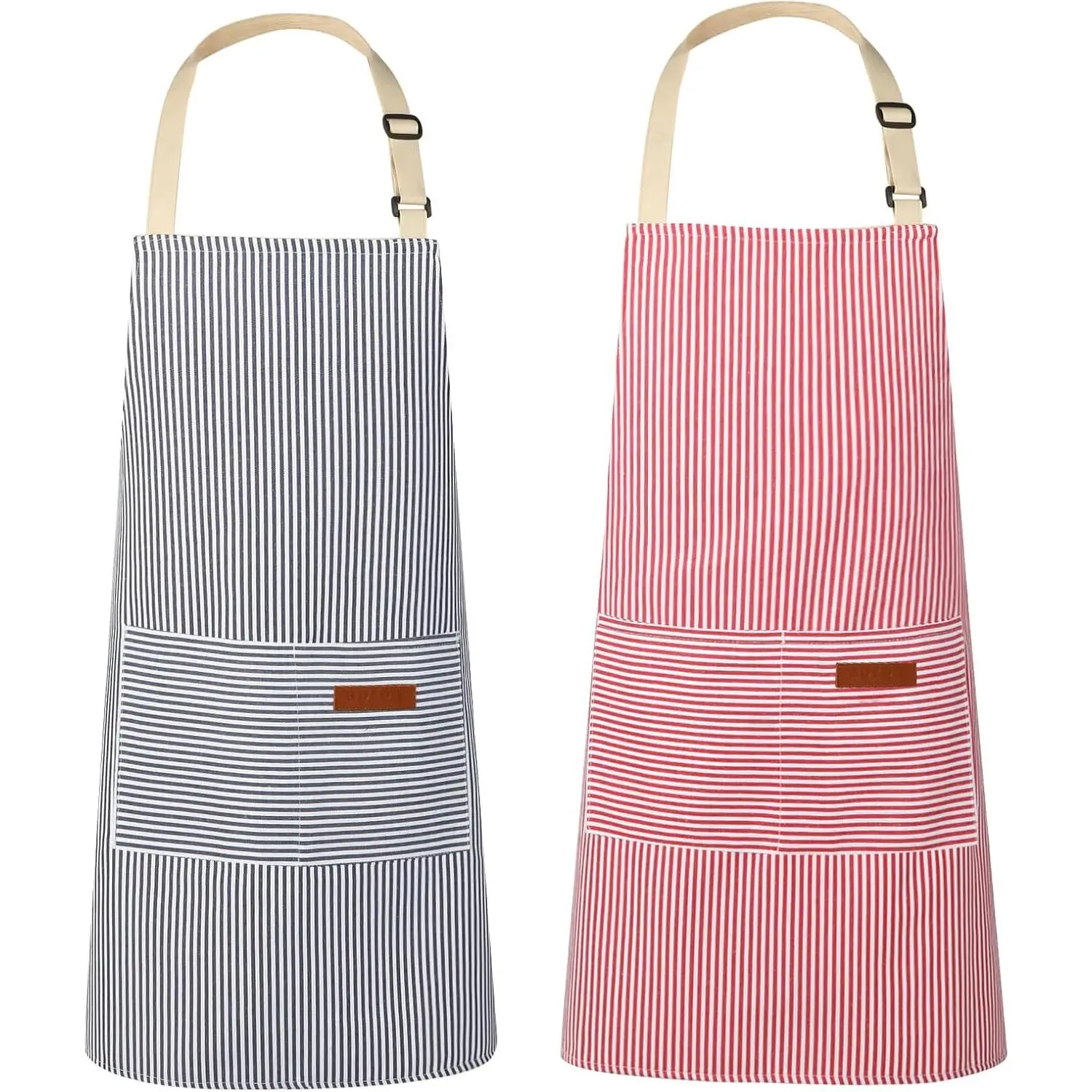 2 Pack Kitchen Aprons, Apron for Cooking with 2 Pockets, Unisex Adjustable  Strap Chef Aprons for Men Women
