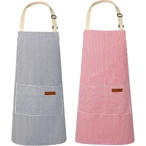 2 Pack Kitchen Aprons, Apron for Cooking with 2 Pockets, Unisex Adjustable  Strap Chef Aprons for Men Women