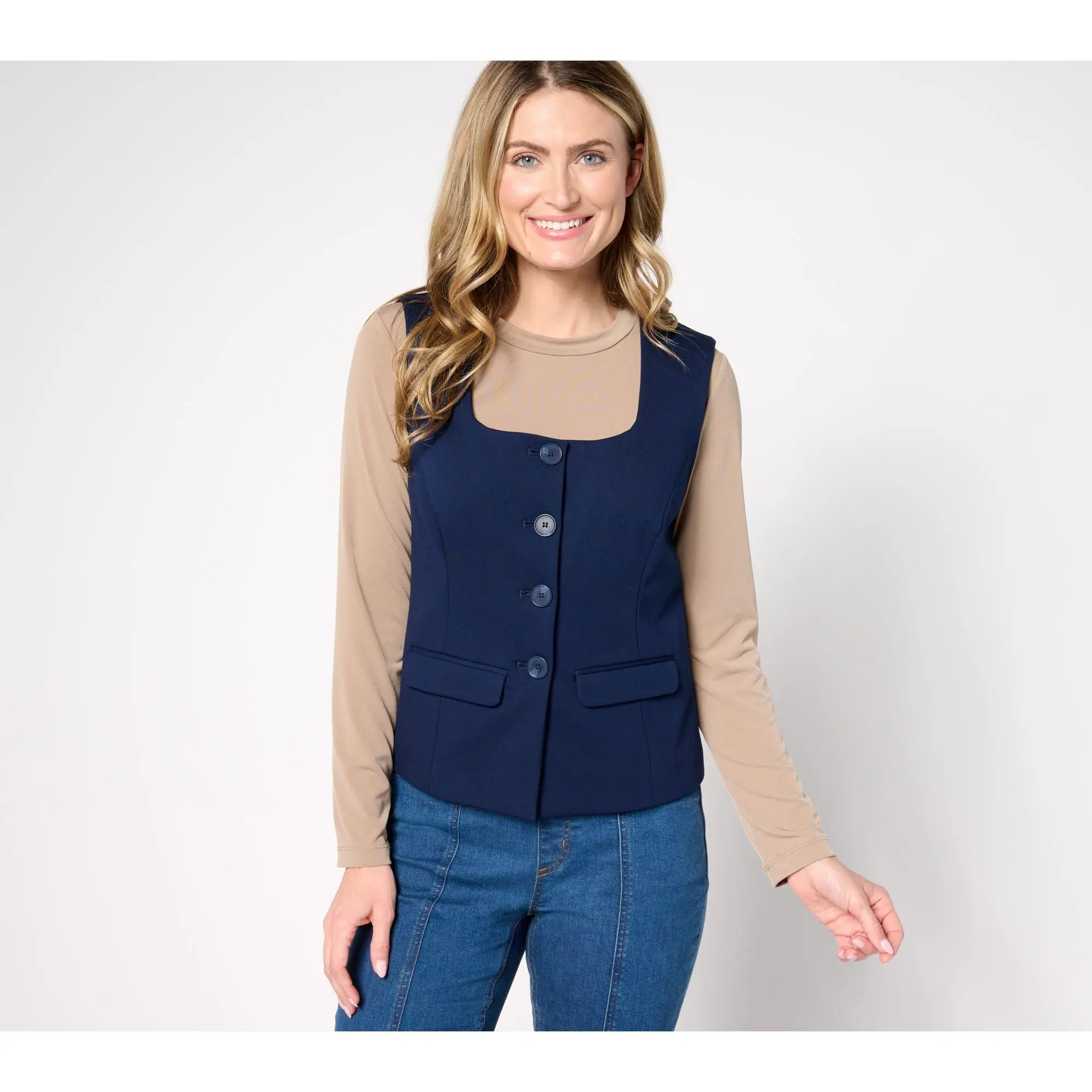 Tailored by Susan Graver Smart Ponte 350 Square-Neck Vest