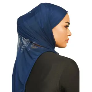 2 in 1 Instant Swim and Gym Hijab Quick Dry Waterproof Undercap with Presewen Mesh Hijab Casual Black