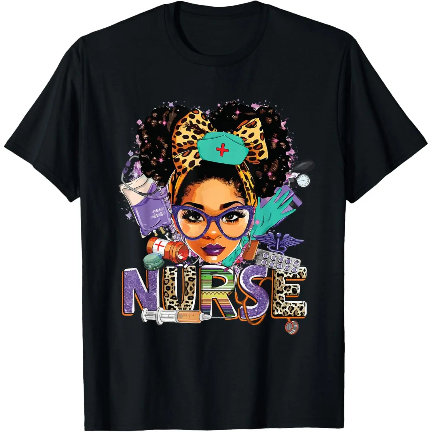 Women's Strong Nurse Melanin Pride Graphic Tshirt, Shortsleeve Crewneck Afro Love Top, 100% Cotton Soft Fabric, Outfits, Everyday